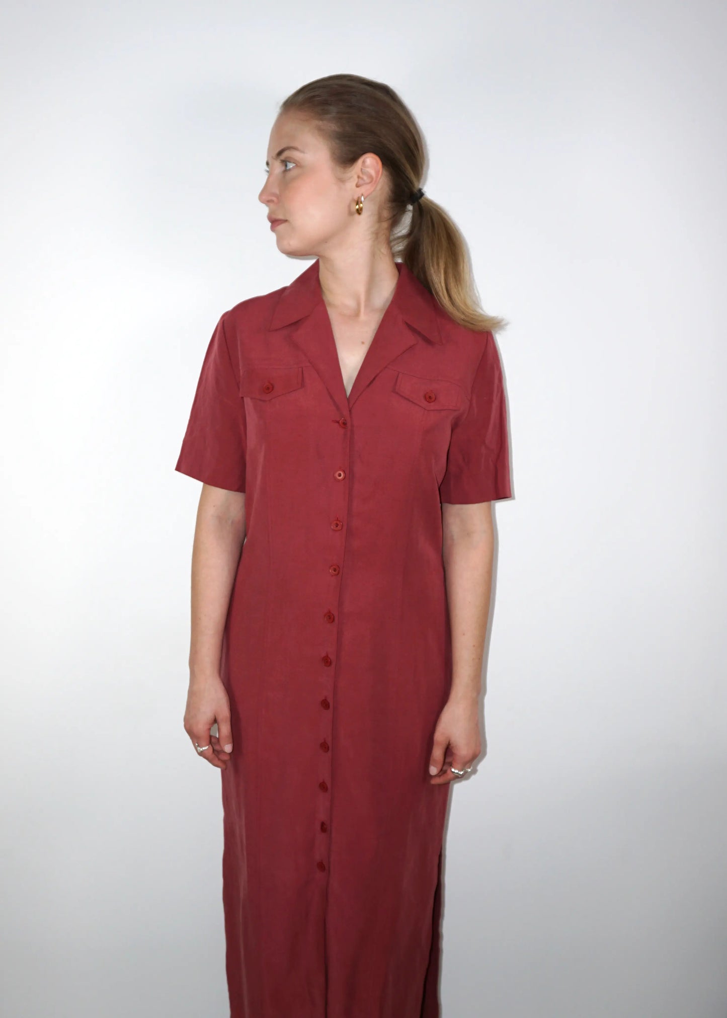 Linen blended Shirt Maxidress