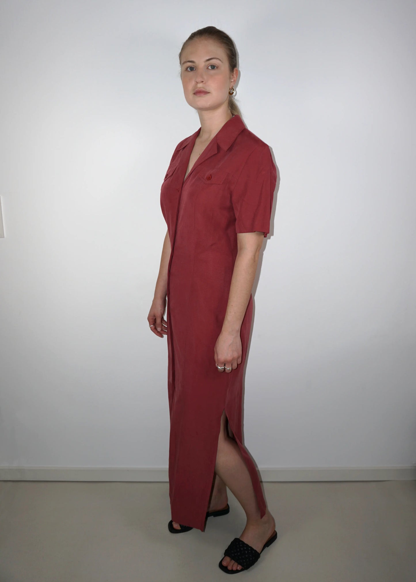 Linen blended Shirt Maxidress