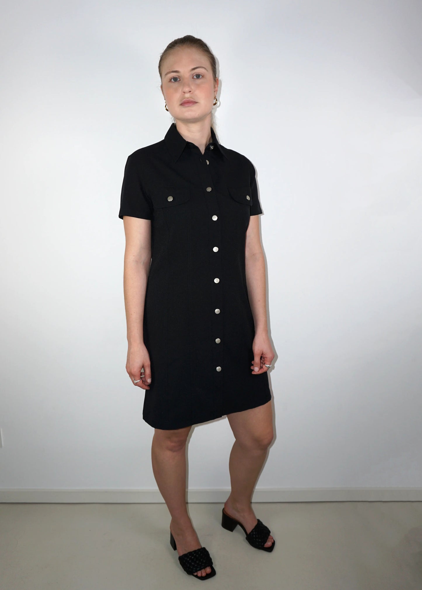 90s Snap-Button Mini Dress
