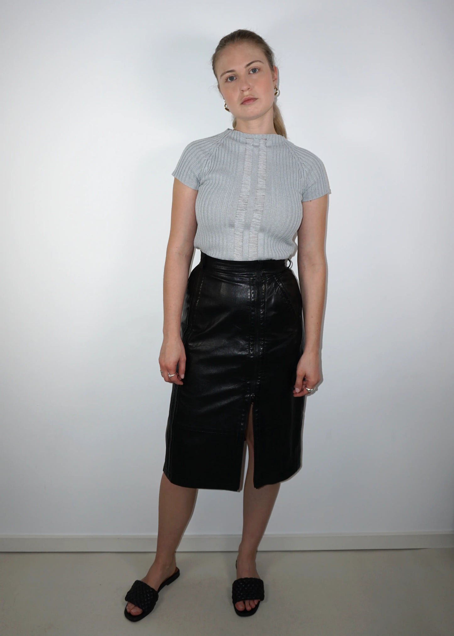 Ribbed Knit Top with Sheer Detail