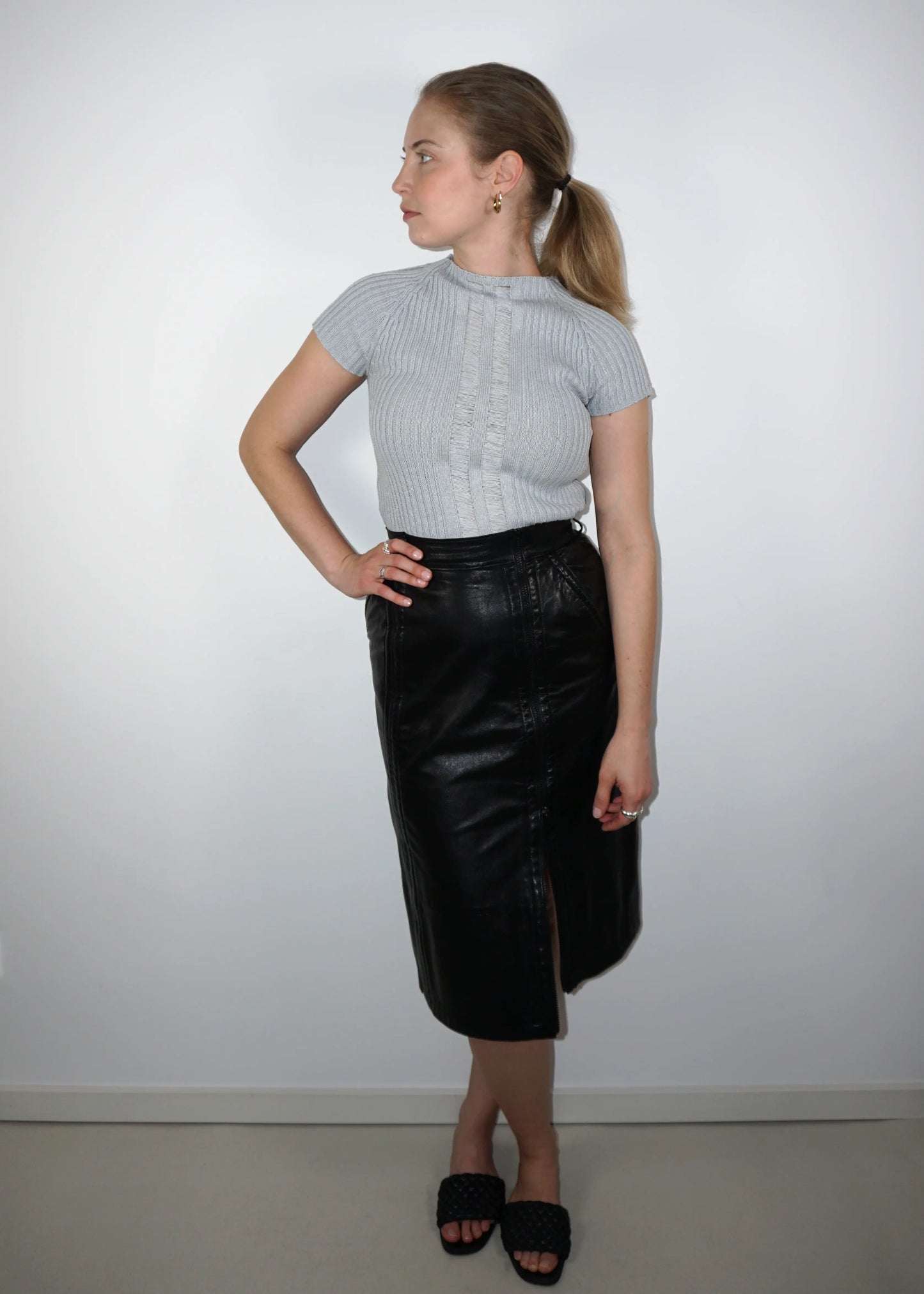 Ribbed Knit Top with Sheer Detail
