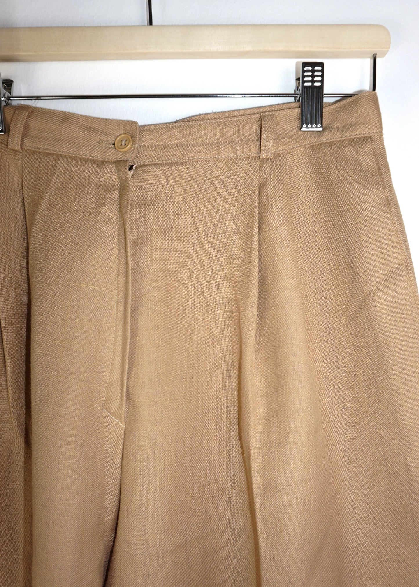 High-Waisted Linen Blend Trousers
