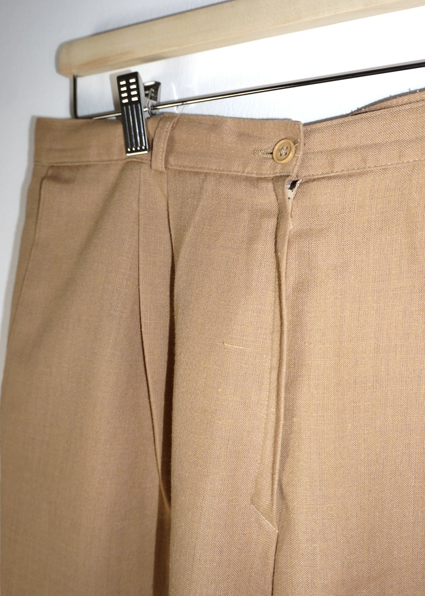 High-Waisted Linen Blend Trousers