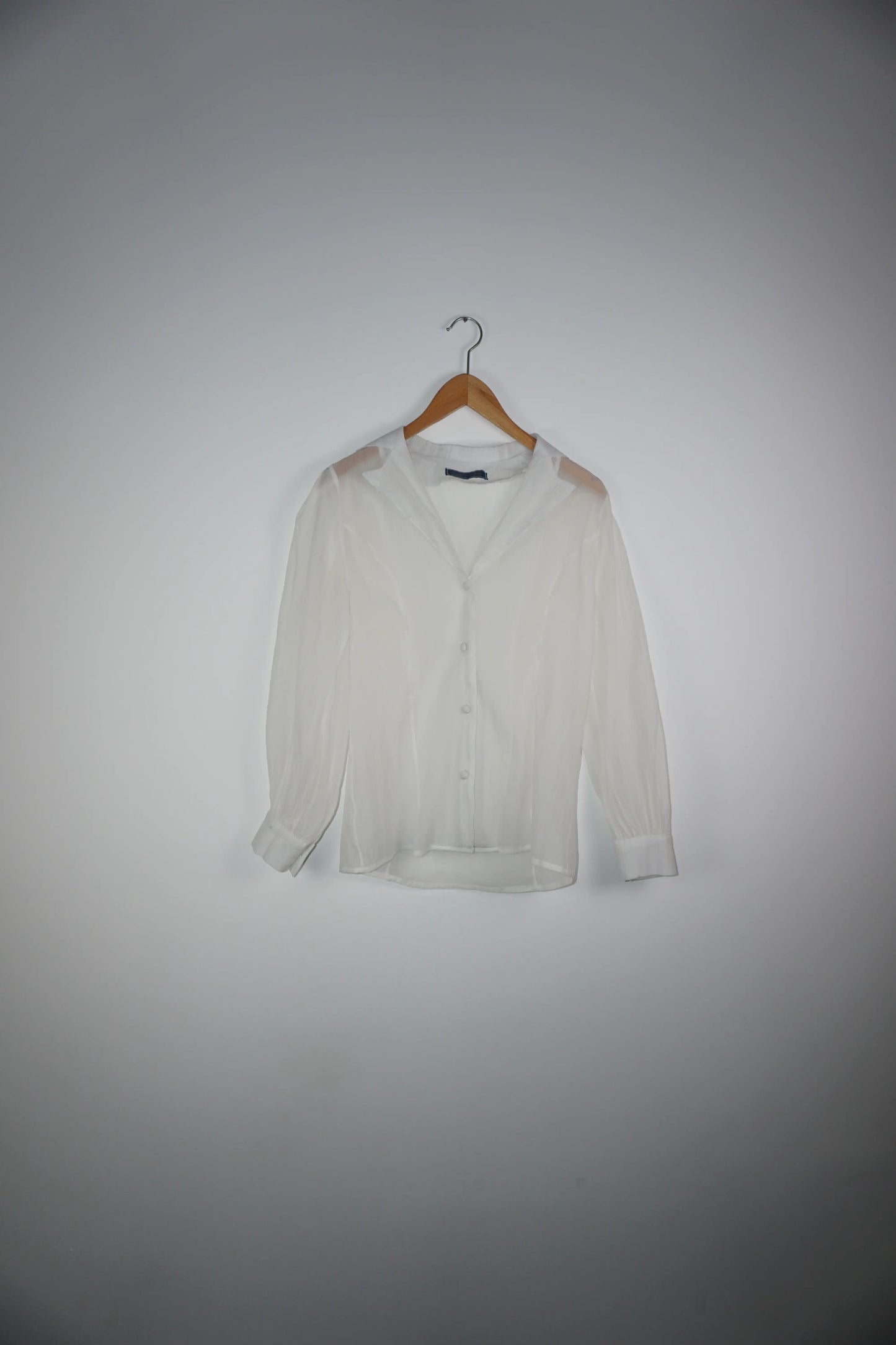 Sheer Structured Blouse with Sculpted Sleeves