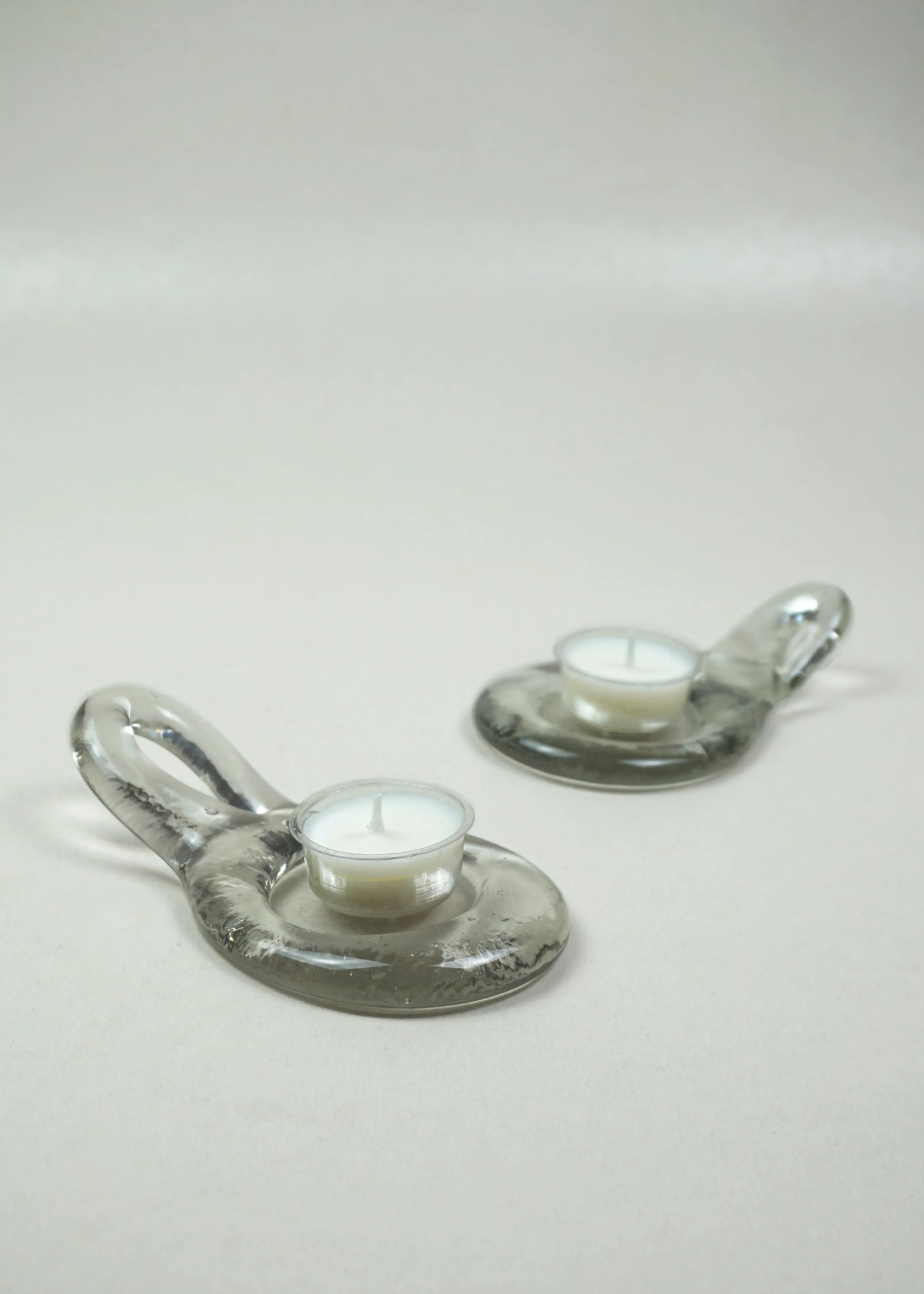 Set of 2 Sculptural Glass Tealight Holders