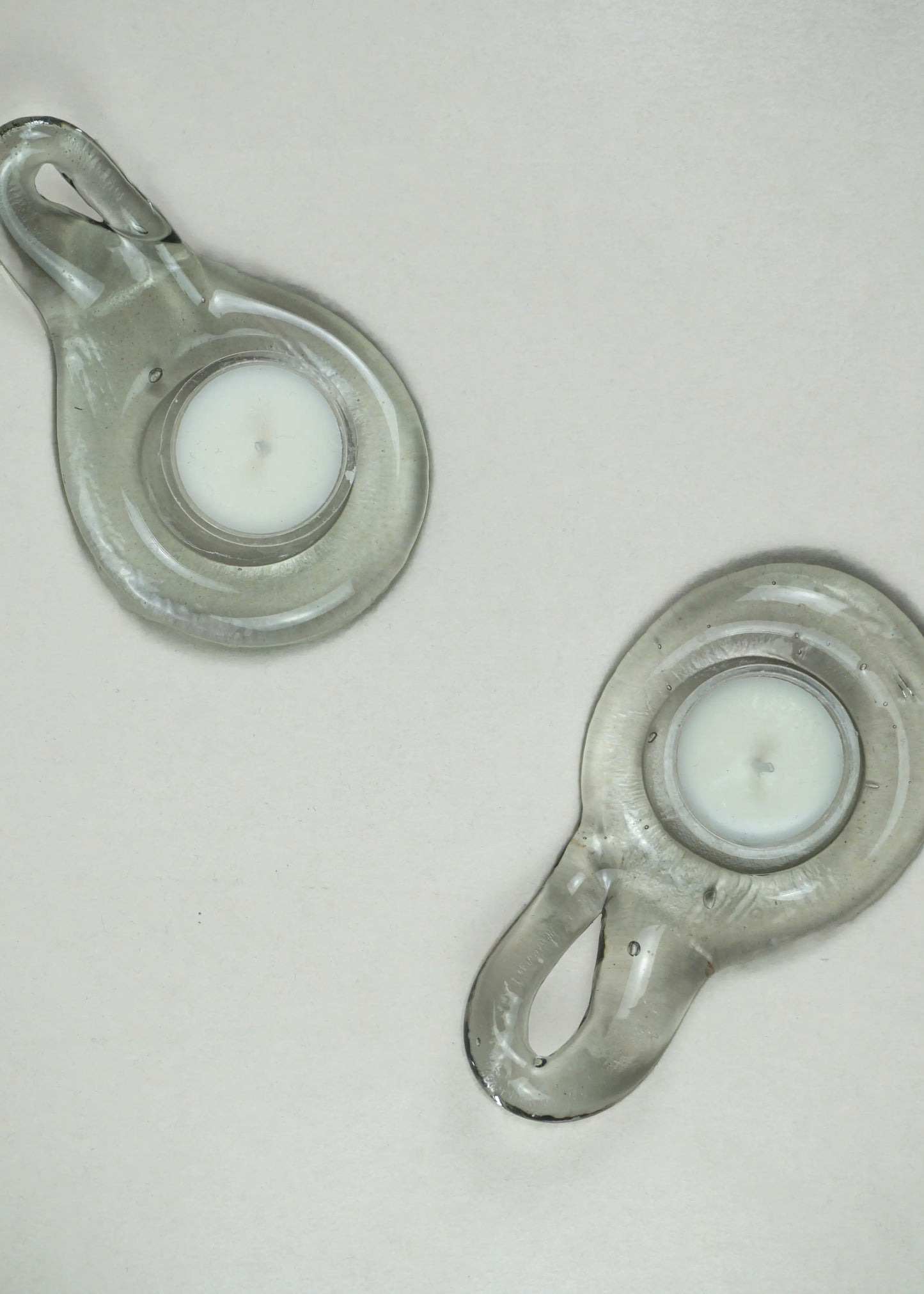 Set of 2 Sculptural Glass Tealight Holders