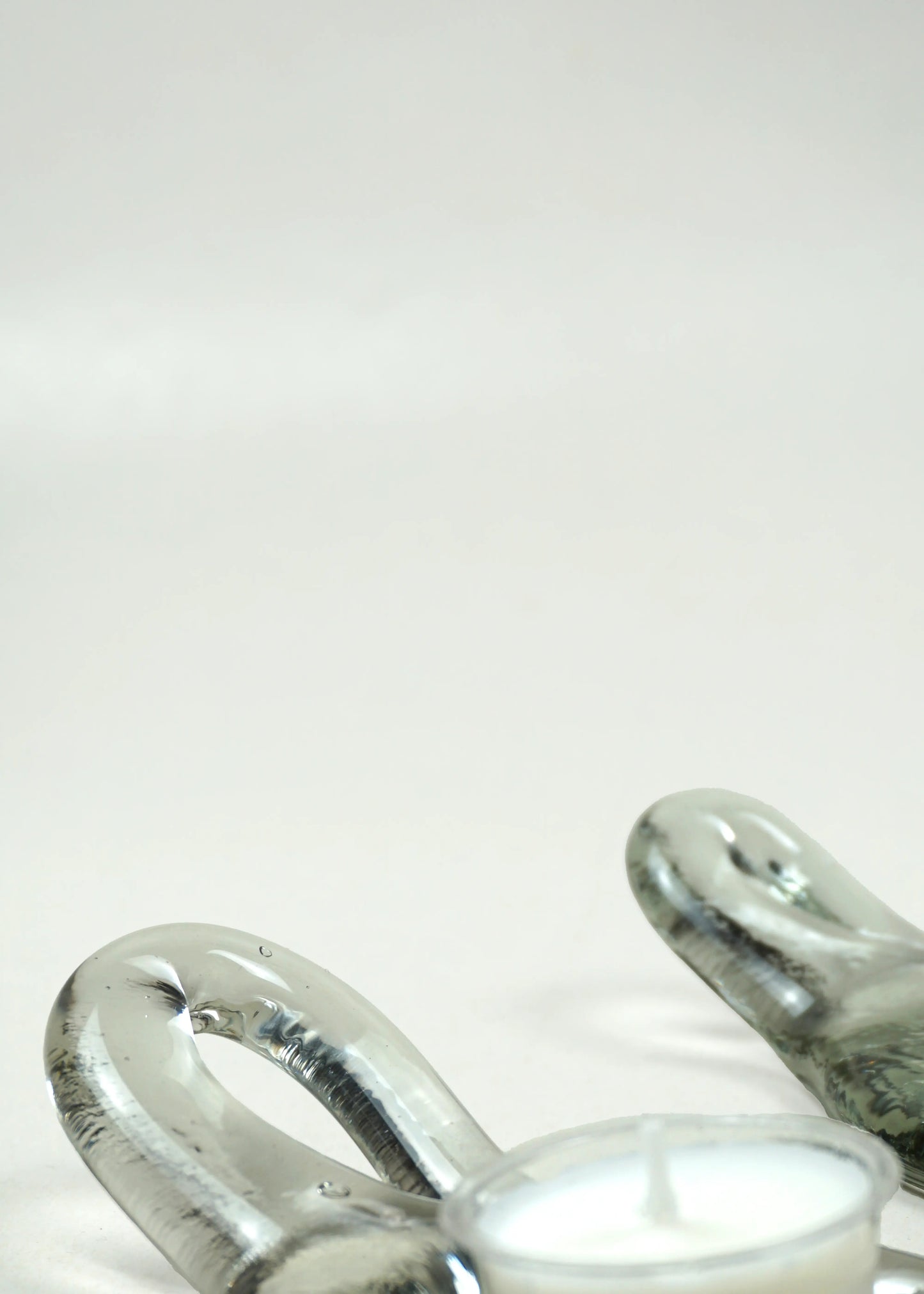 Set of 2 Sculptural Glass Tealight Holders