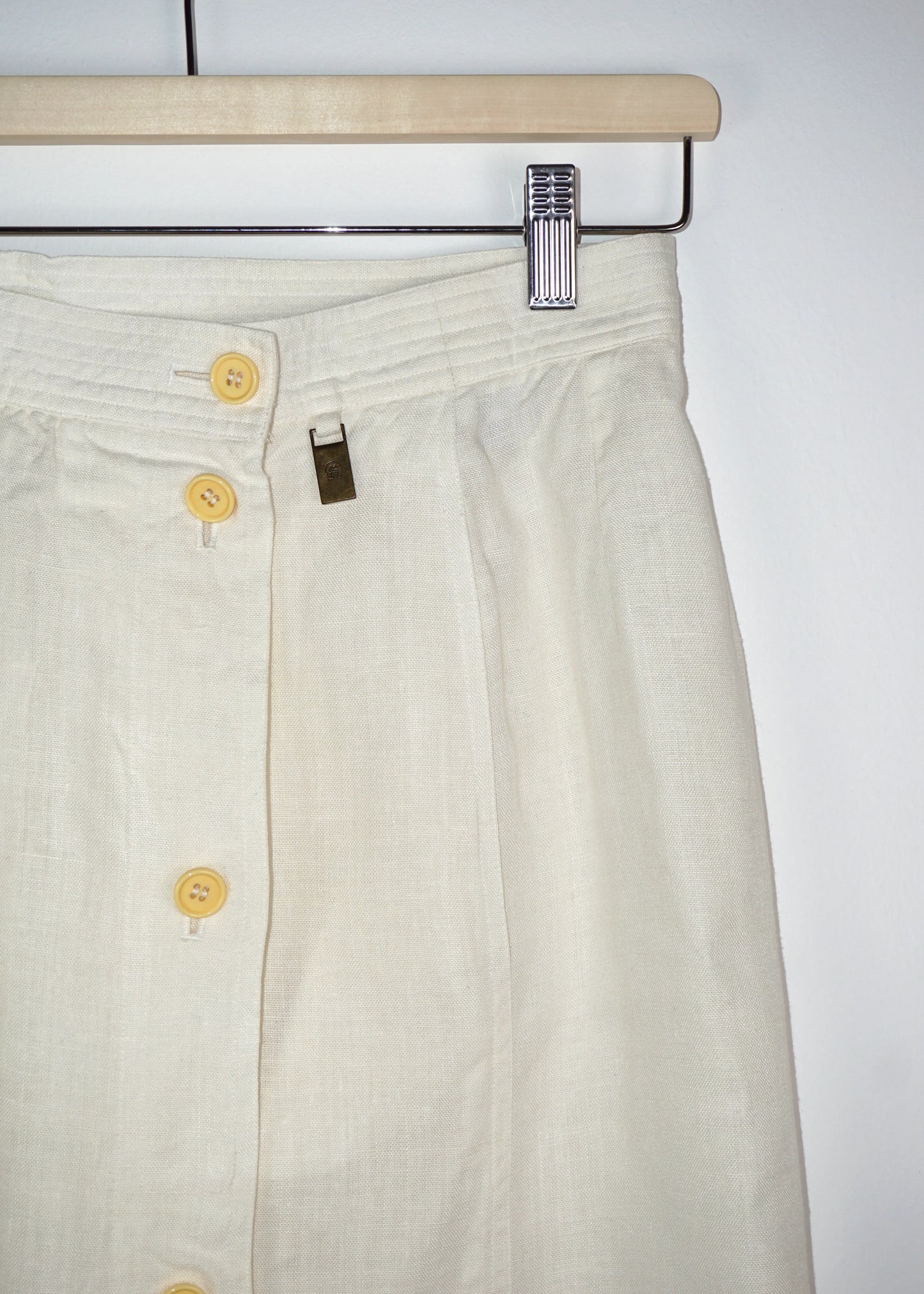 White Vintage Etienne Aigner Linen Skirt