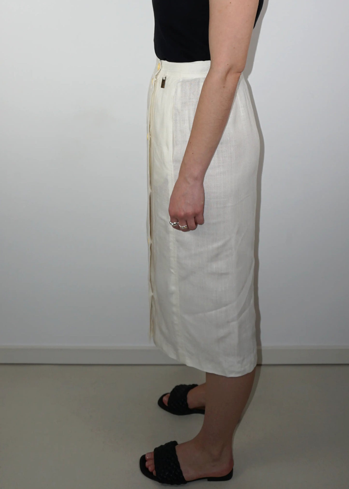 White Vintage Etienne Aigner Linen Skirt