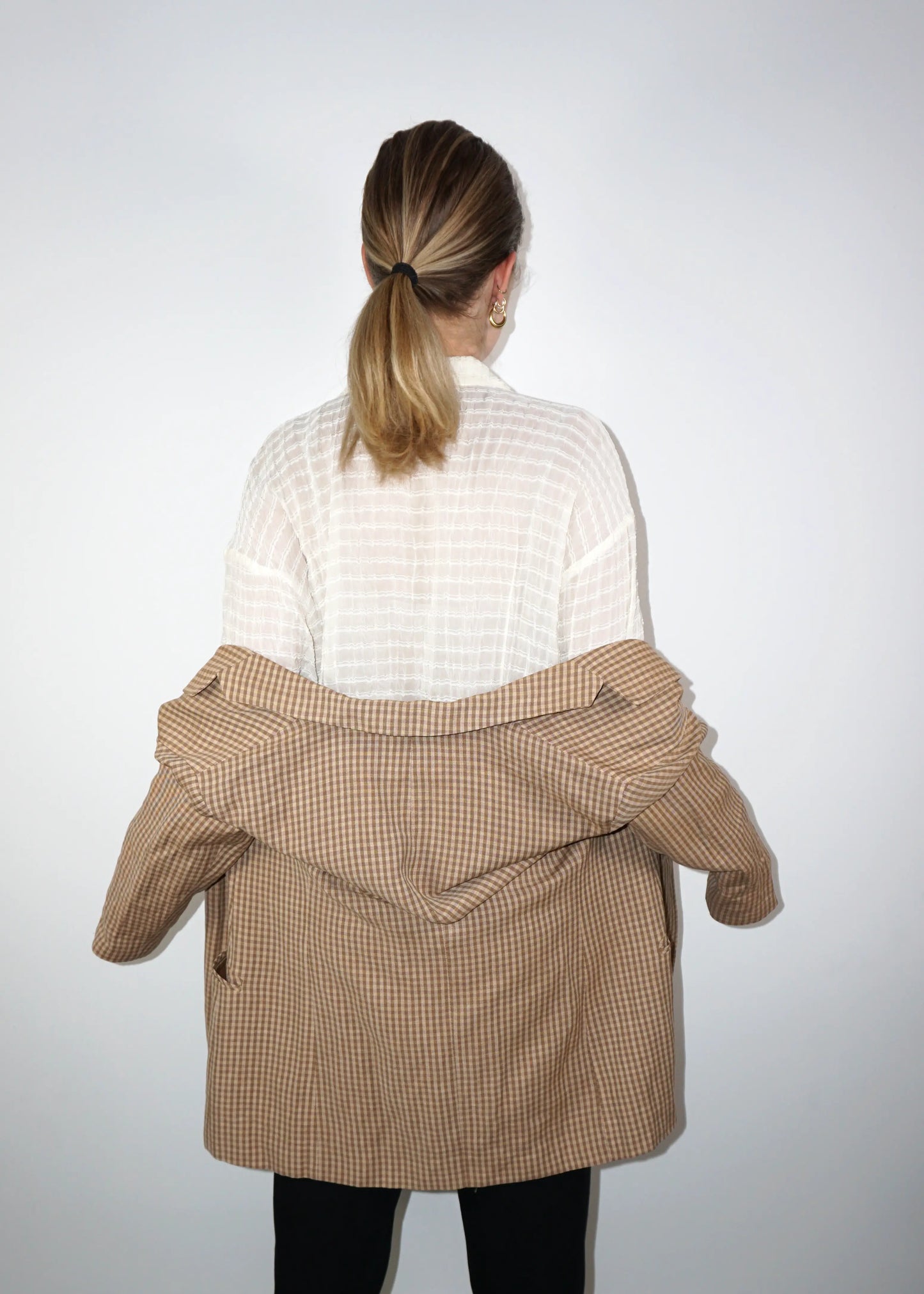 Vintage Checked Wool-Linen Blazer