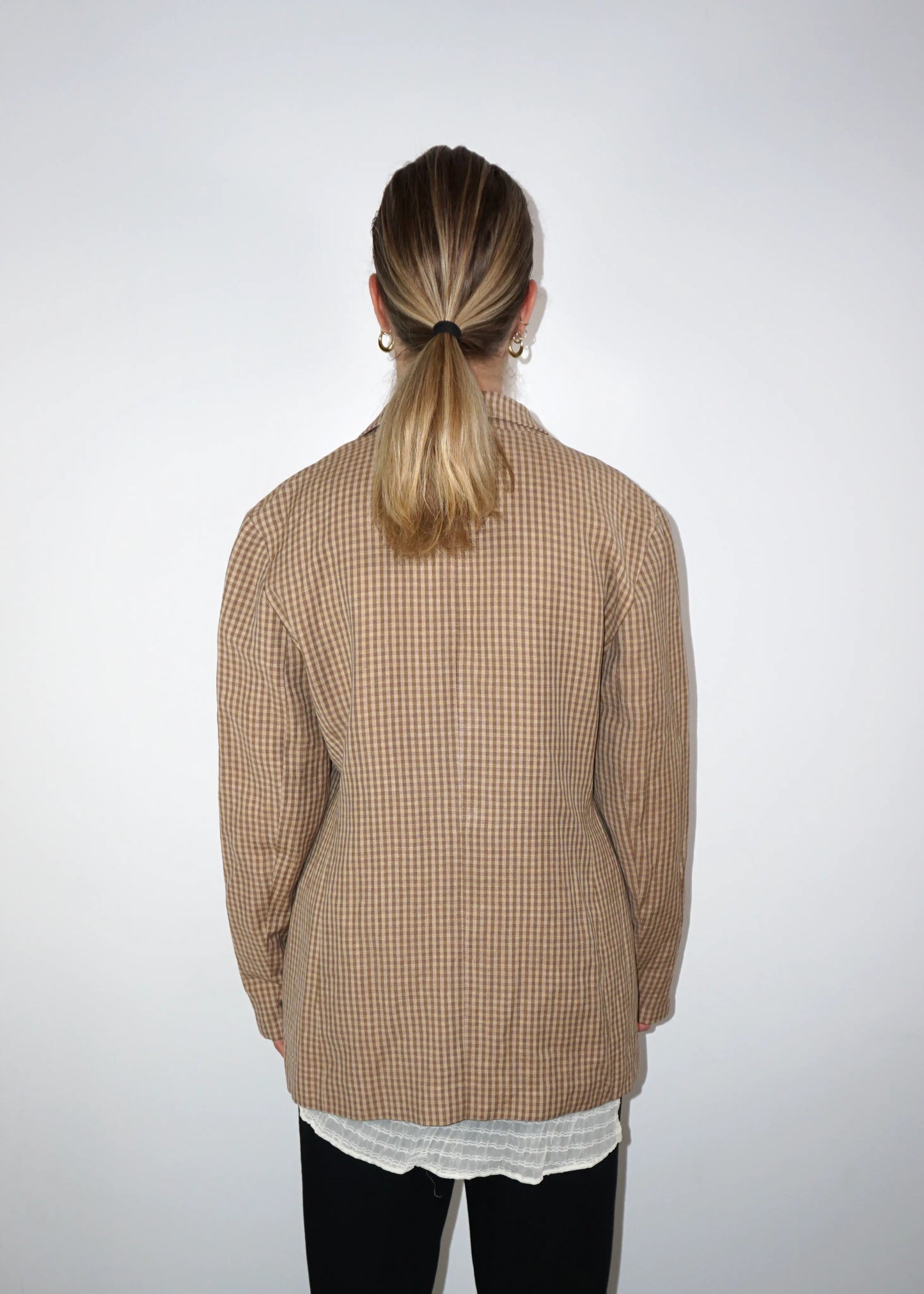 Vintage Checked Wool-Linen Blazer