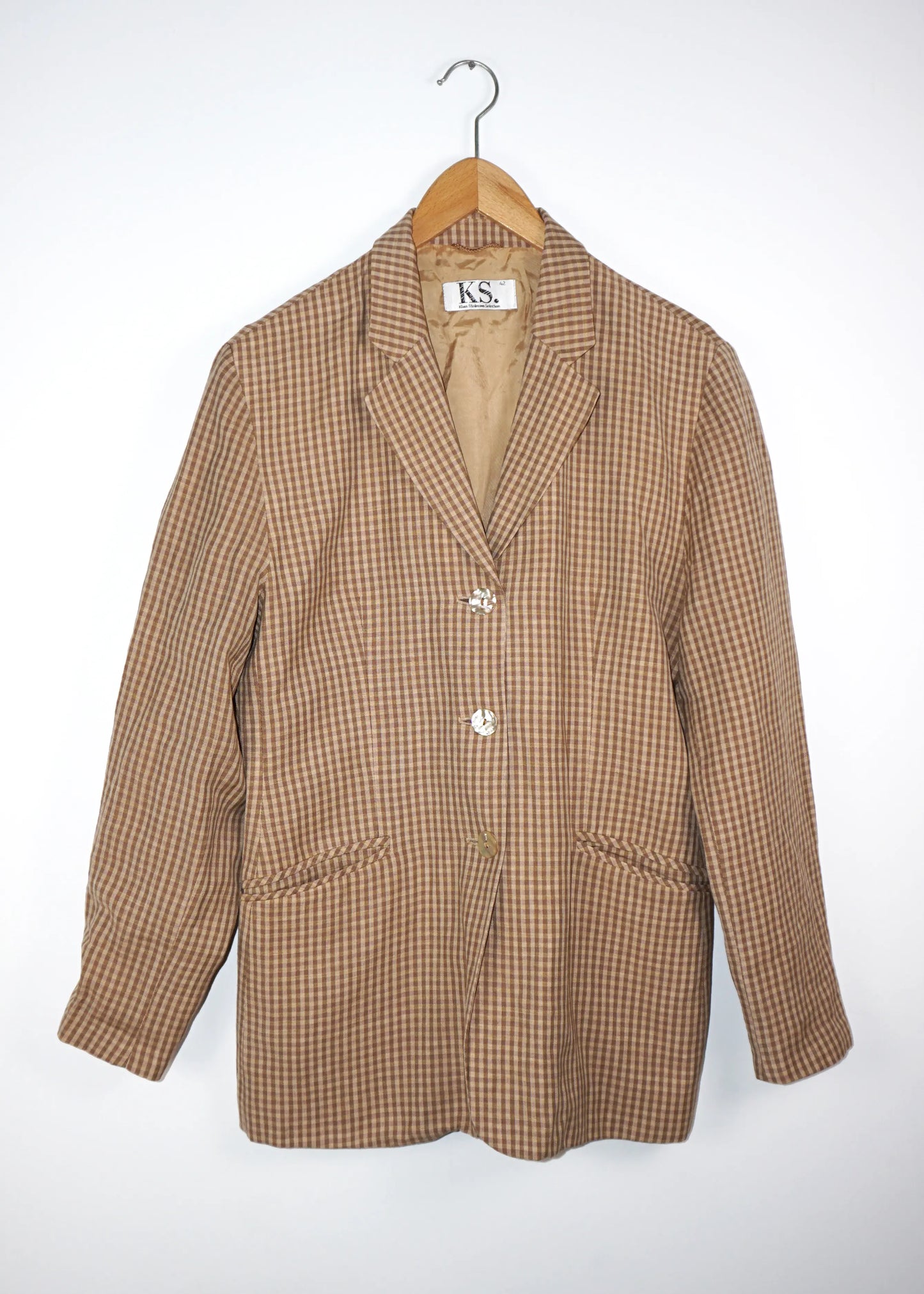 Vintage Checked Wool-Linen Blazer