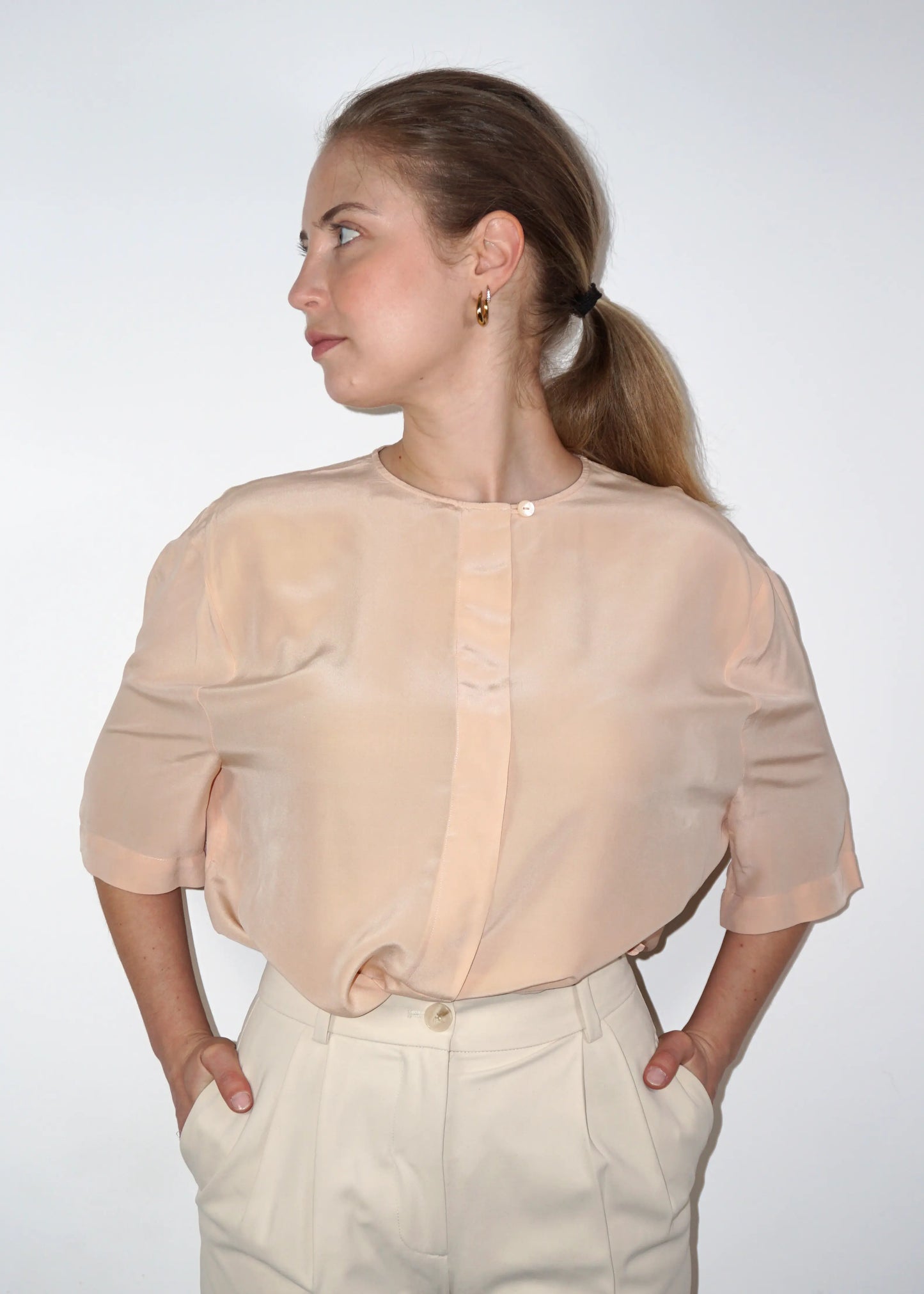 Minimalist Vintage Silk Blouse Cerruti 1881