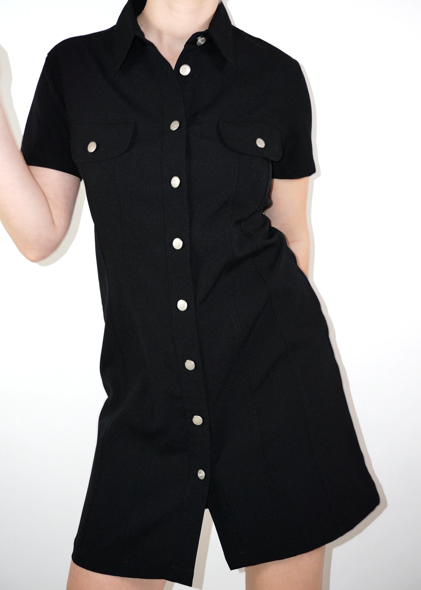 90s Snap-Button Mini Dress