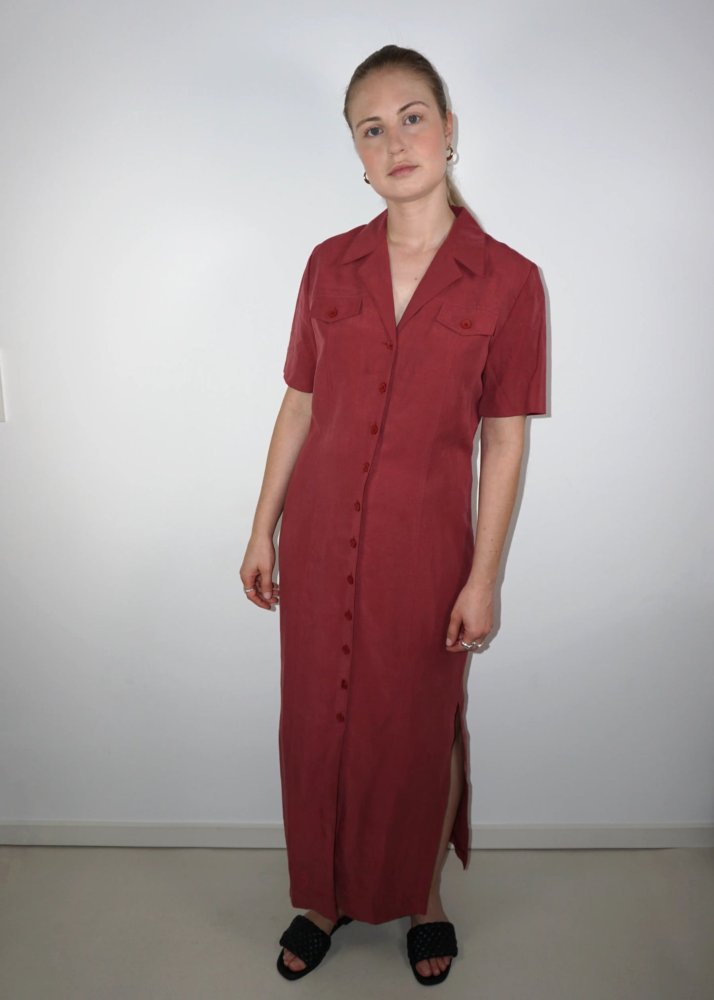 Linen blended Shirt Maxidress