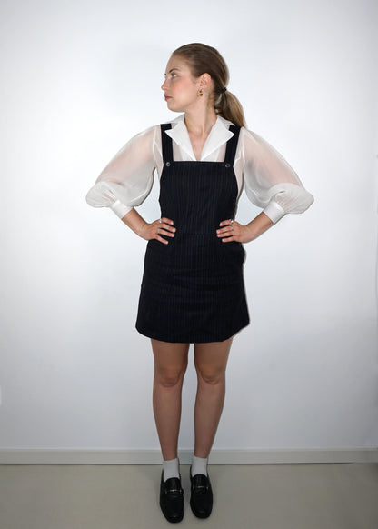 Vintage Stefanel Woolen Pinafore Dress in Pinstripe