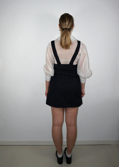 Vintage Stefanel Woolen Pinafore Dress in Pinstripe